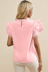 Blouse superposée rose clair Ric Rac à manches courtes et col à volants-A WOMAN WE LOVE