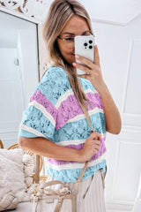 Mid-length sleeve sweater in crochet *