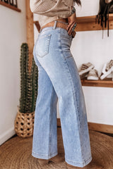 Beau Blue Rhinestone Embellished Western Ripped Shift Jeans
