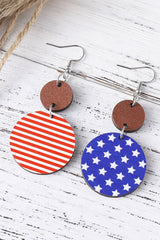 Boucles d'oreilles drapeau en bois bleu foncé du 4 juillet-A WOMAN WE LOVE
