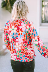 Chemise multicolore à manches bulles et imprimé floral-A WOMAN WE LOVE