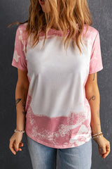 Tie-Dye Rose-Dye white-colored short-colored t-shirt