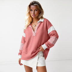 Sweat-shirt décontracté rayé rose