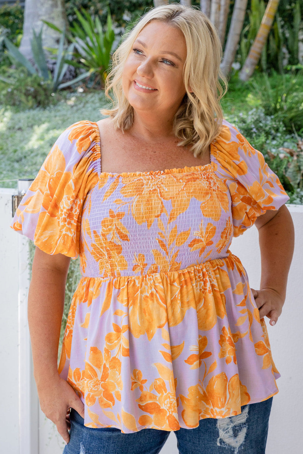 Chemisier babydoll smocké à manches bouffantes *-A WOMAN WE LOVE