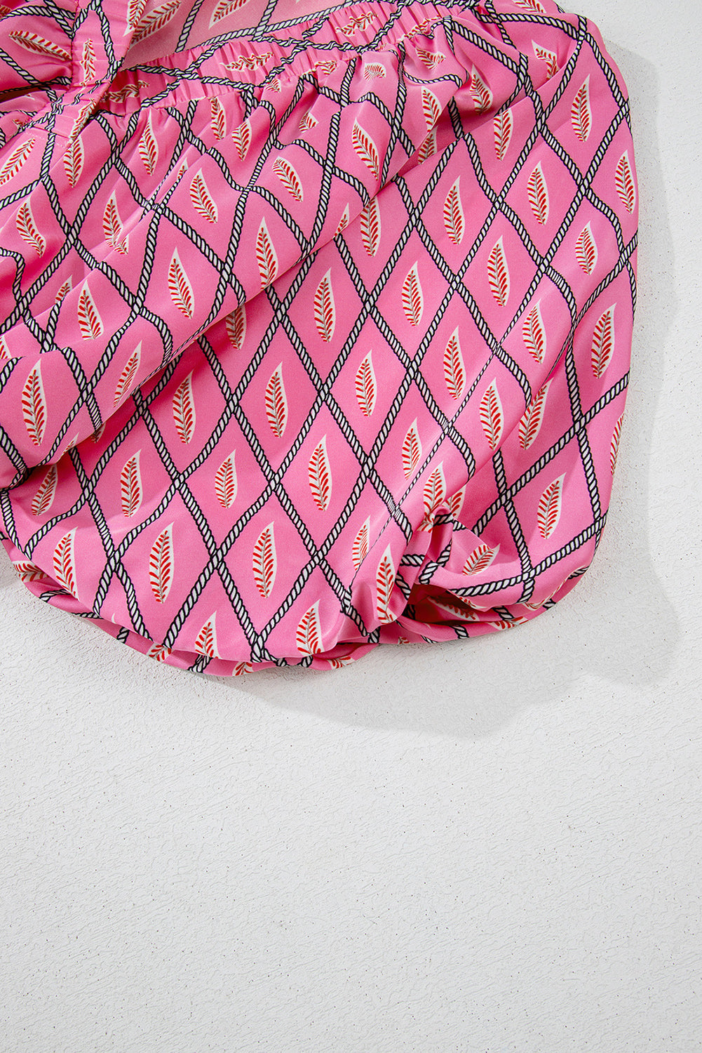 Combi-short  taille haute à imprimé géométrique cachemire rose à col en V-A WOMAN WE LOVE