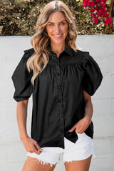 Chemise ample noire à manches bouffantes-A WOMAN WE LOVE