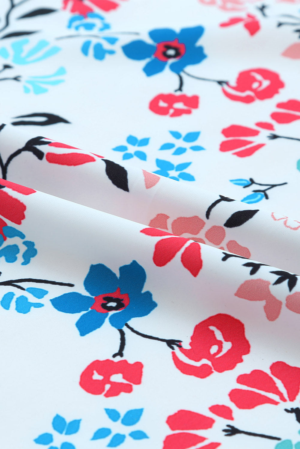 Quimono floral de manga larga con borlas y lazo multicolor