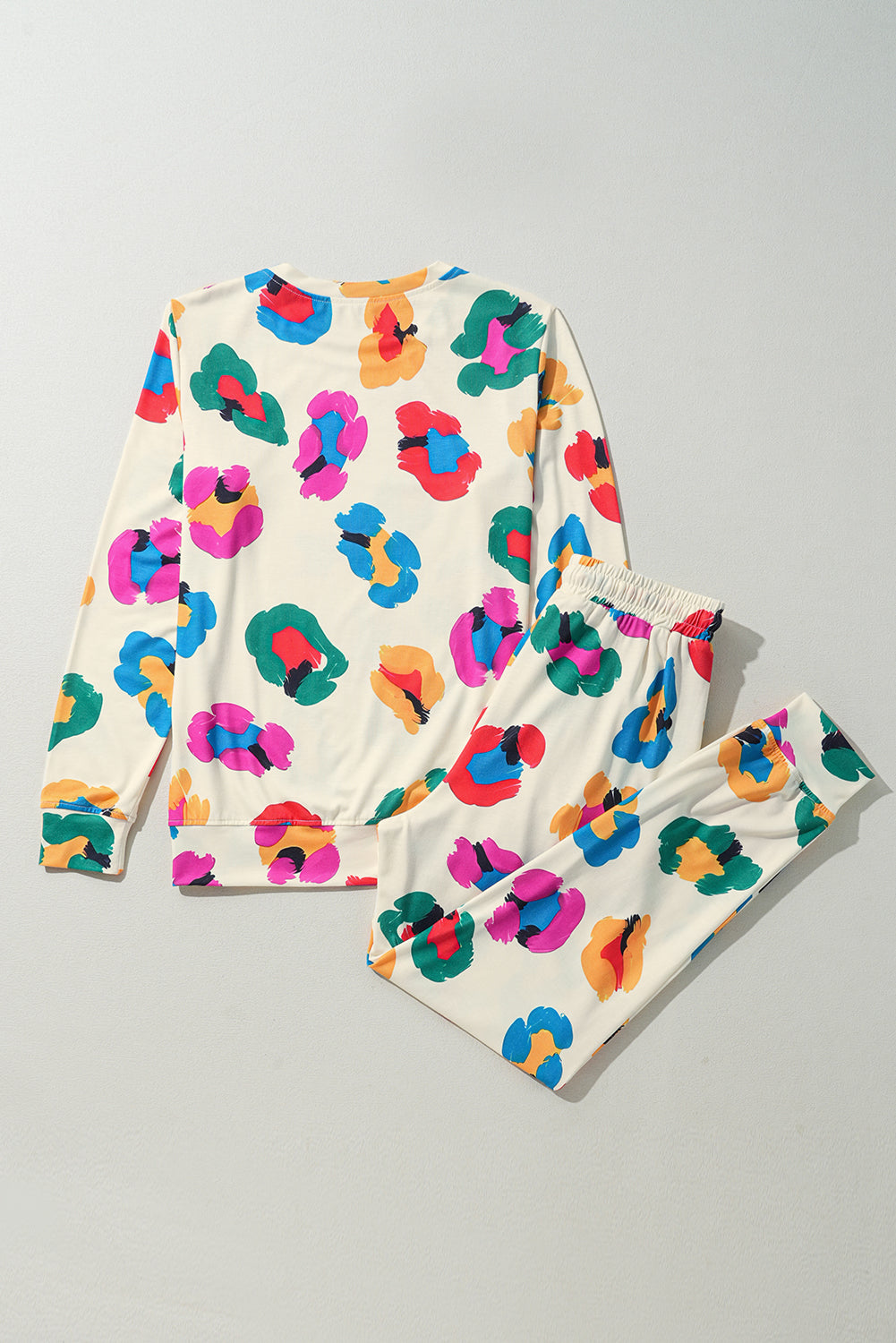 Ensemble haut à manches longues et pantalon skinny à imprimé léopard abricot-A WOMAN WE LOVE
