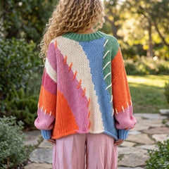 Pull oversize patchwork multicolore à coutures apparentes