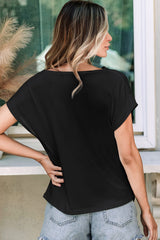 Black T-shirt with bat handle