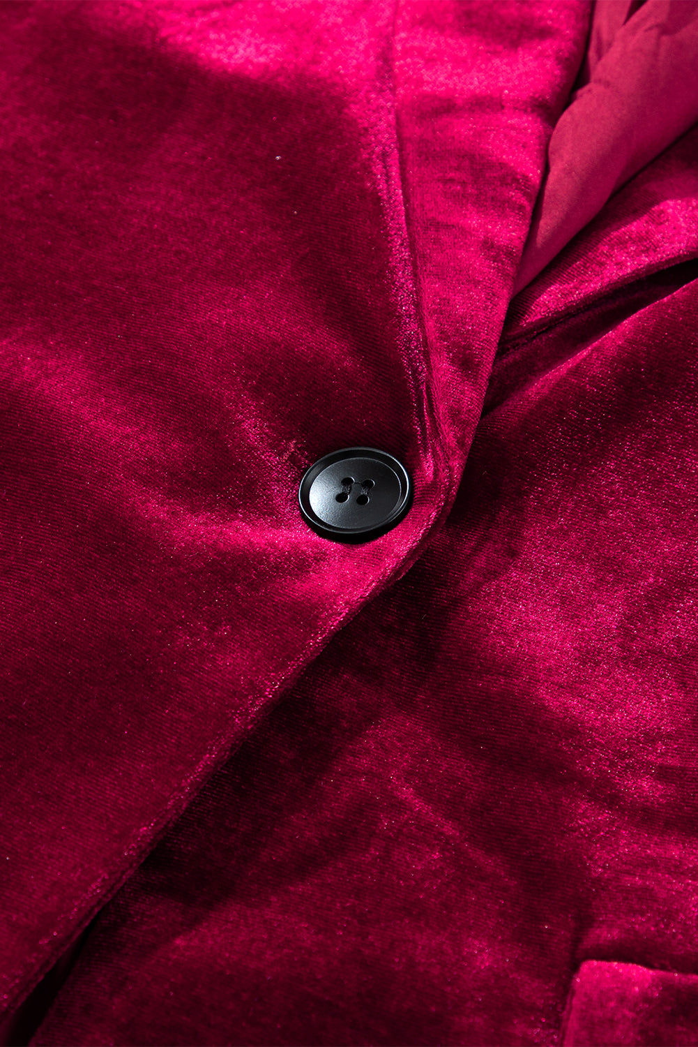 Red Casual Pocketed Velvet Blazer
