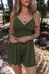 Combi-short côtelée vert mousse à bretelles fines et taille cintrée-A WOMAN WE LOVE