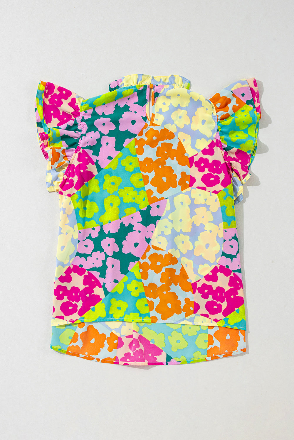 Chemisier plissé multicolore à manches flottantes et imprimé abstrait-A WOMAN WE LOVE