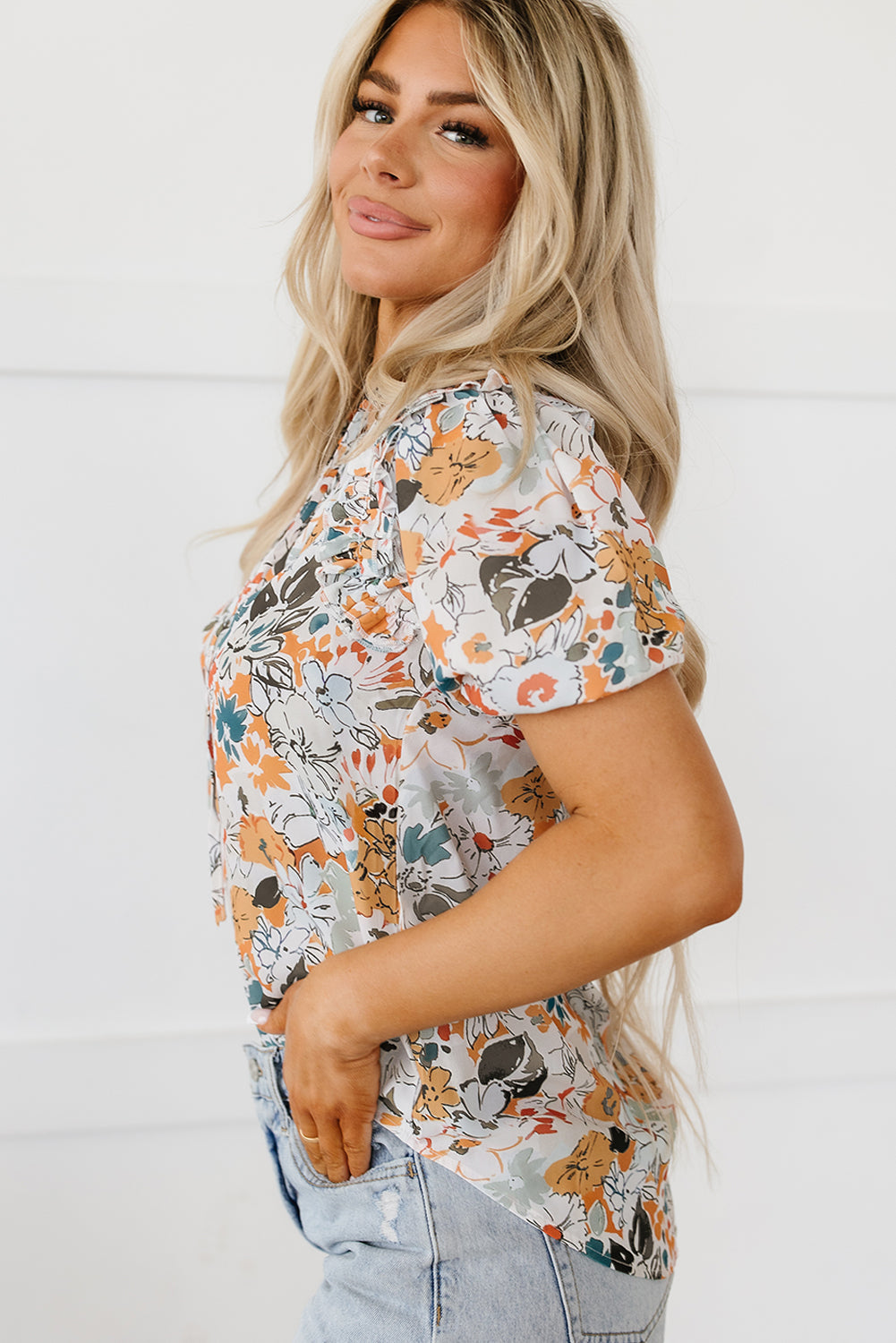 Blouse multicolore fendue à  floral-A WOMAN WE LOVE