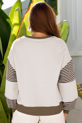 Sweat-shirt d'épaule à épaule Drop Brop Sweat à rayures en parchemin à rayures en parchemin