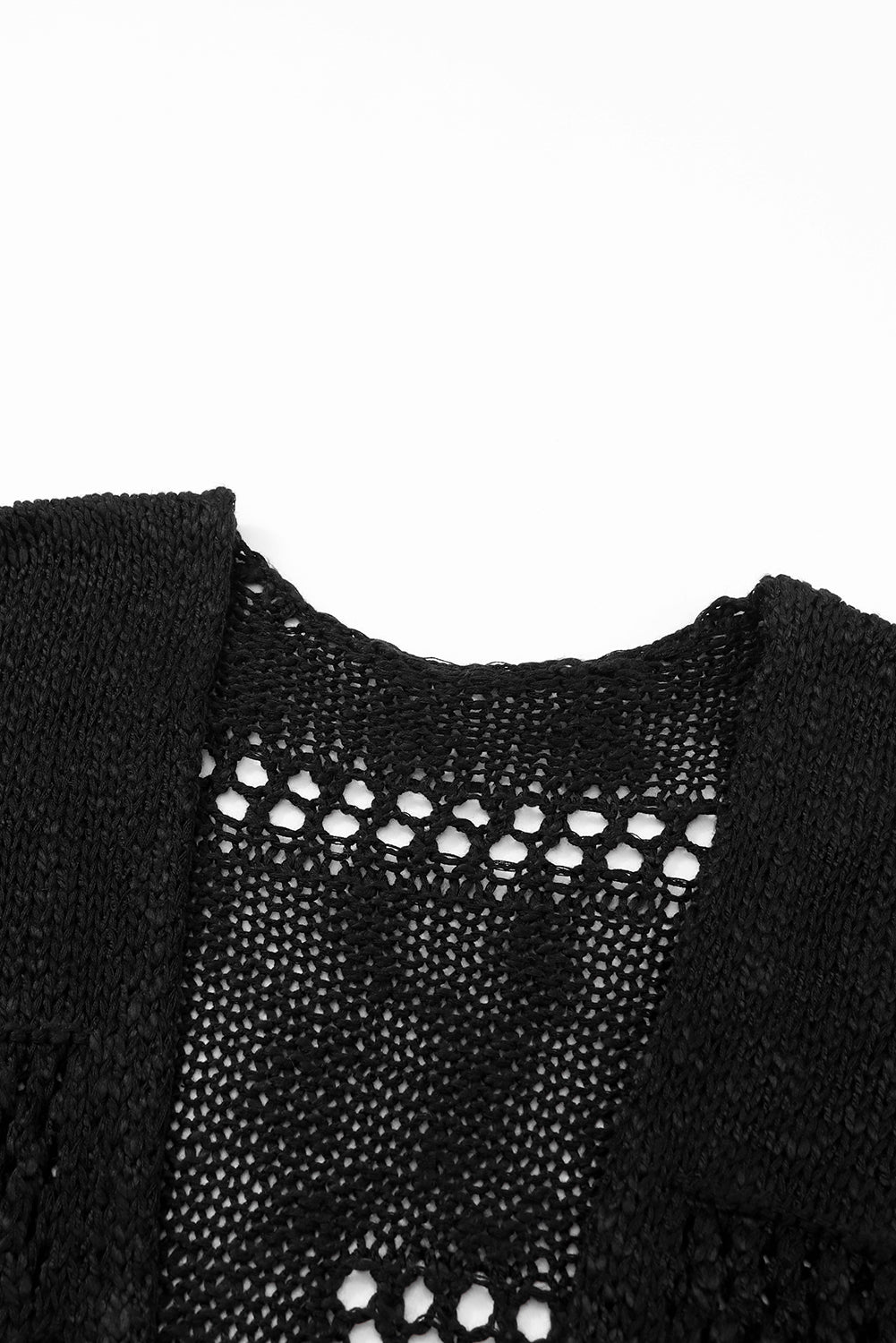 Cardigan décontracté noir à manches dolman en tricot creux-A WOMAN WE LOVE