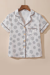 Ensemble pyjama short beige imprimé fleuri-A WOMAN WE LOVE