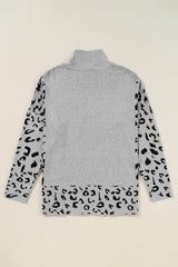 Uversize pulite gray leopard with upright collar *