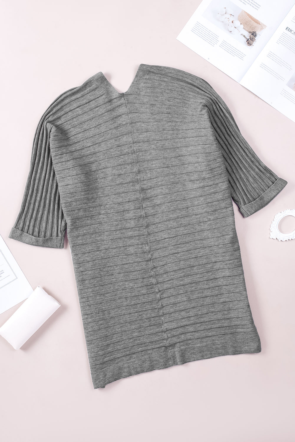 Cardigan en maille côtelé gris ouvert sur le devant-A WOMAN WE LOVE