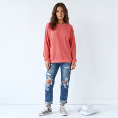 Strawberry pink corduroy oversized sweatshirt