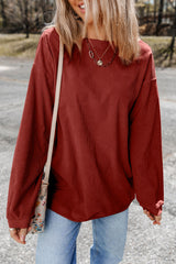 Racing red corduroy oversized sweatshirt