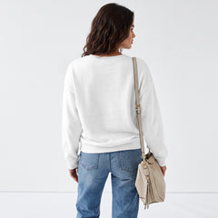 Sudadera blanca unida en cuello grande