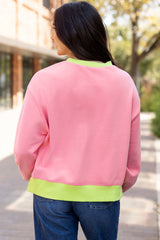 Sudadera rosa con burbujas de mancha y bloque de color
