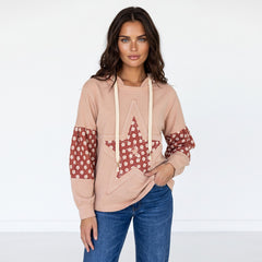 Sudadera con capucha con cordón de apriete y delicados mosaicos florales