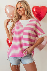 Ample textured with pink stripes and patchwork *