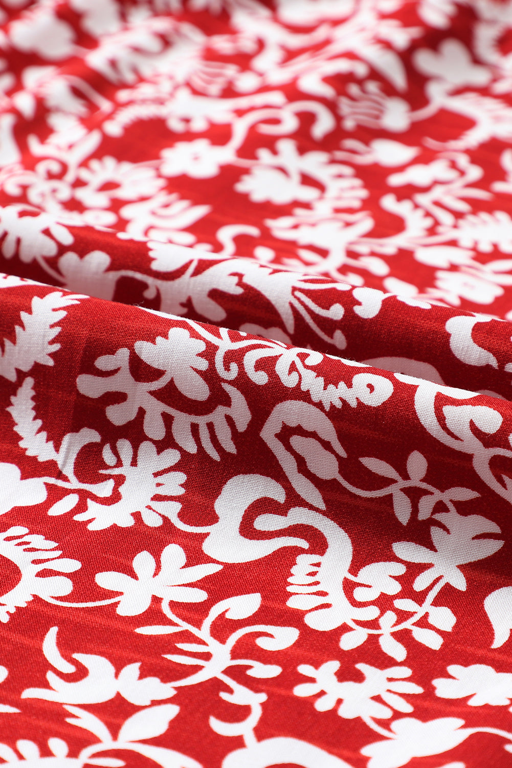 Chemisier smocké bordeaux à imprimé floral et col noué-A WOMAN WE LOVE