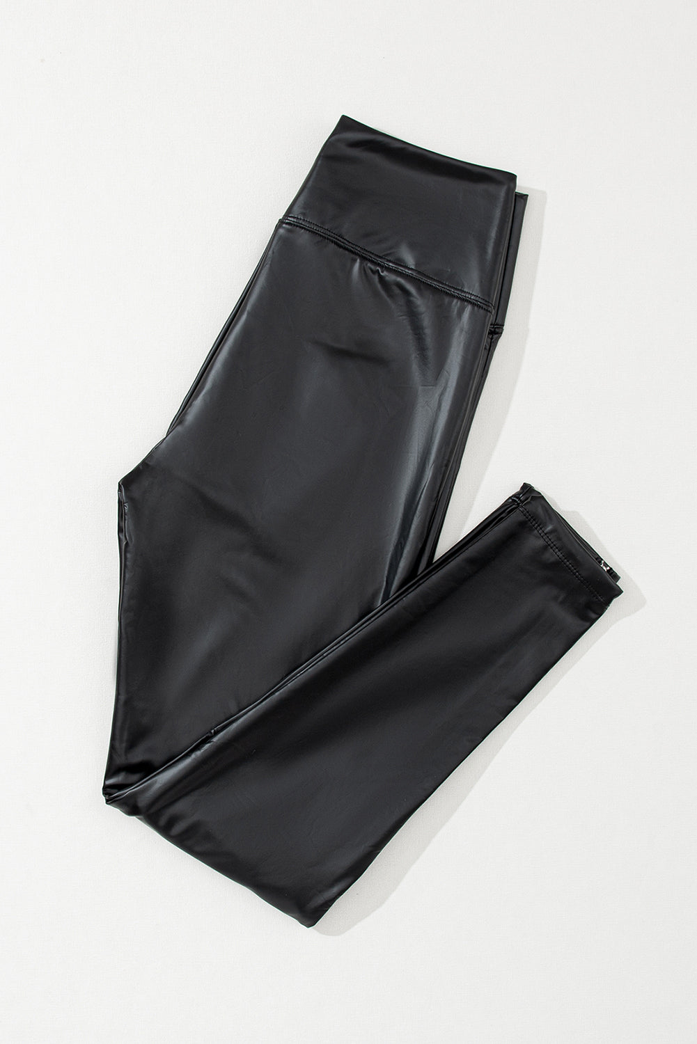 Black Faux Leather Zipped Detail Leggings
