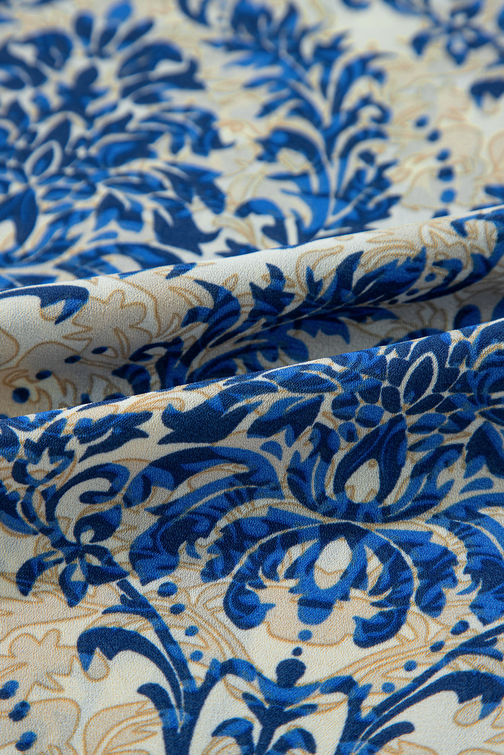 Chemisier ample imprimé ethnique grande taille à manches 3/4 et col en V bleu-A WOMAN WE LOVE