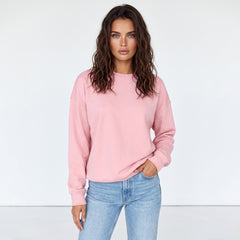 Sudadera clásica rosa unida con cuello redondo