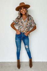 Blouse multicolore fendue à  floral-A WOMAN WE LOVE