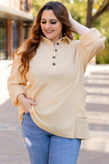 Jet Stream Thermal Waffle Knit Henley Tunic Top Plus Size