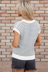 Blue striped knitted knitted sweater vest *