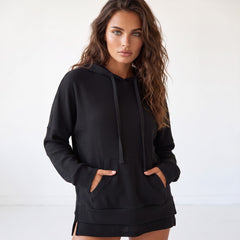 Sudadera con capucha de gran tamaño negro en Sparlined con Velloce