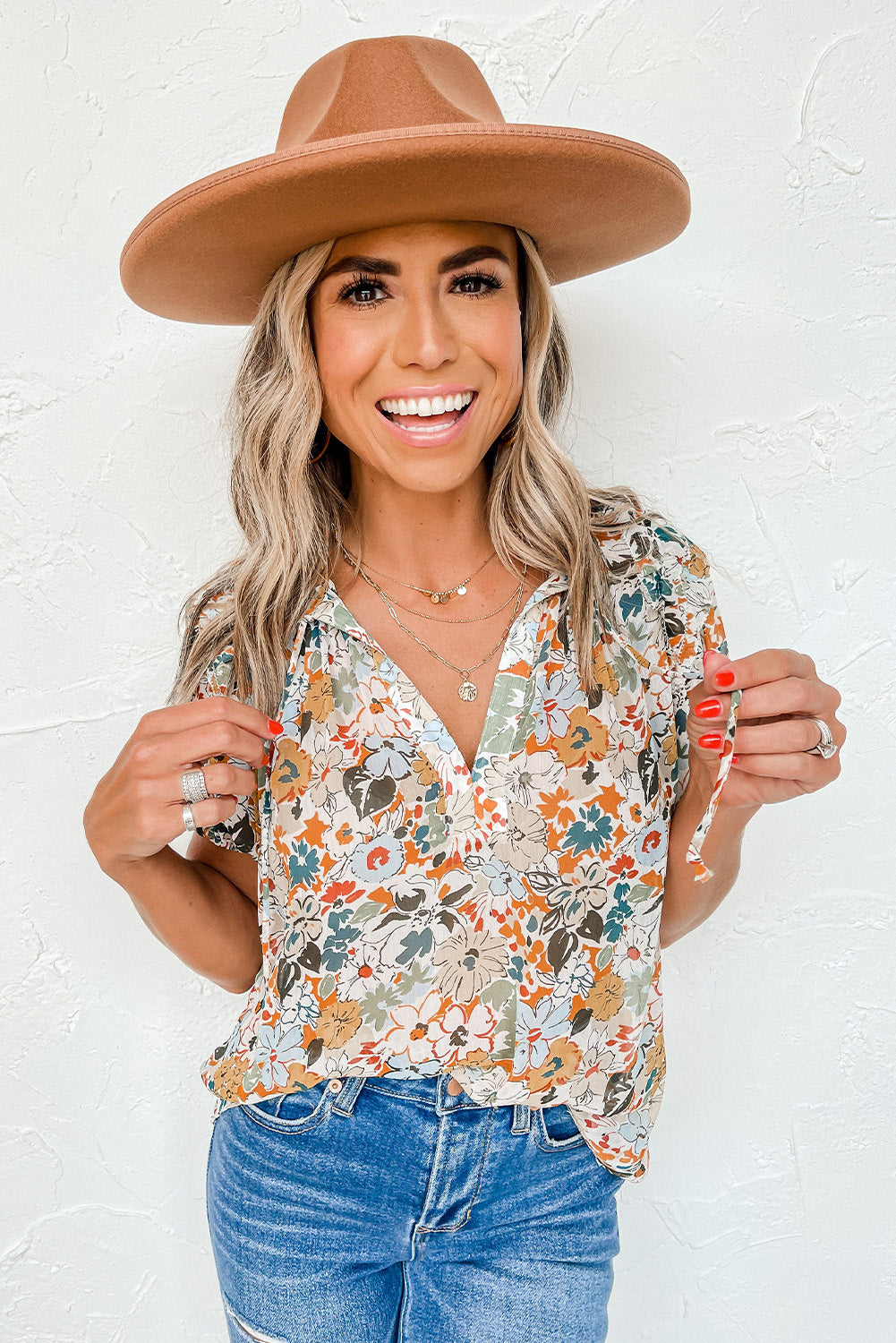 Blouse multicolore fendue à floral-A WOMAN WE LOVE