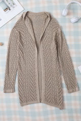Cardigan ouvert sur le devant en tricot pointelle de couleur unie gris fumée-A WOMAN WE LOVE