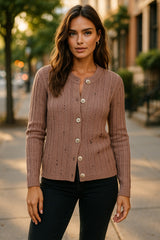 Cárdigan abotonado en un punto texturizado *