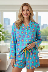 Camisa de manga larga y camisa corta cola de flores verdes estampadas