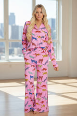 Pymis set camisa y guepardo rosa rosa estampado