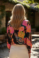 Chemise Fleurie à Col Fendu