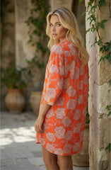 Mini-robe chemise ample à col à revers *