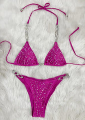 Maillot de bain bijoux strass Violet