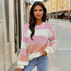 Suéter rosa rosa con burbujas de tejido texturizado bloque de color *