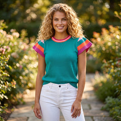 Camiseta tejida con mangas flotantes *