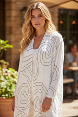 Veste longue en lin imprimée