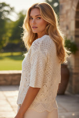 Pull ajouré blanc cassé VERO MODA