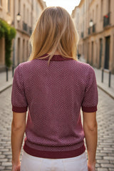 🍷 Pull fin bicolore à manches courtes – Esprit